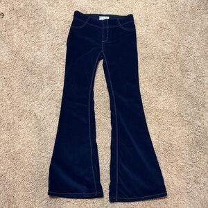 Free people penny pull on navy corduroy elastic waist pants size 25 bootcut